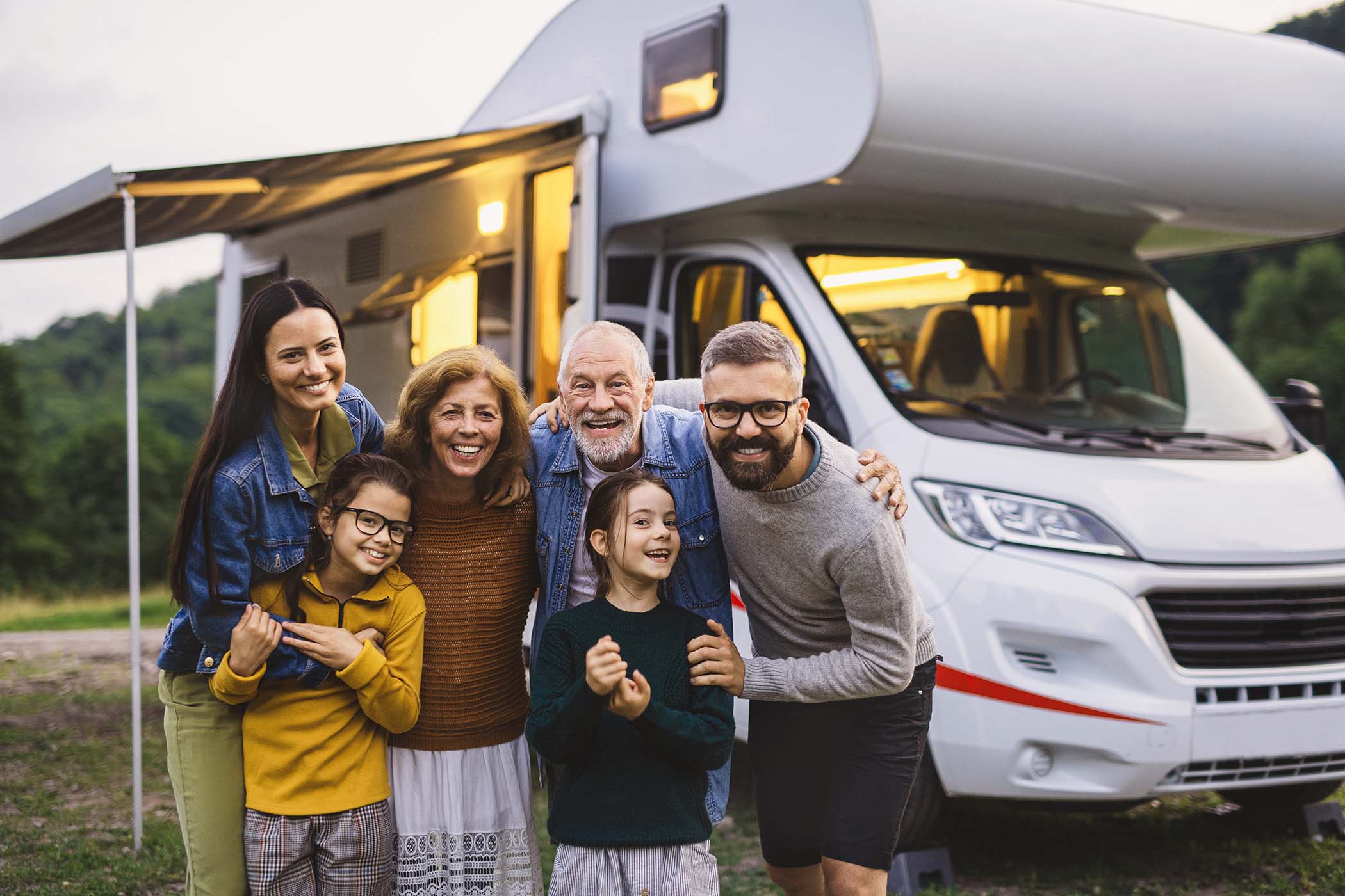 Multi-generation family enjoying time outdoors at Logan's Way RV Park
